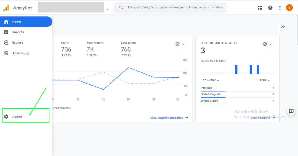 Go to your Google Analytics 4 property and click Admin