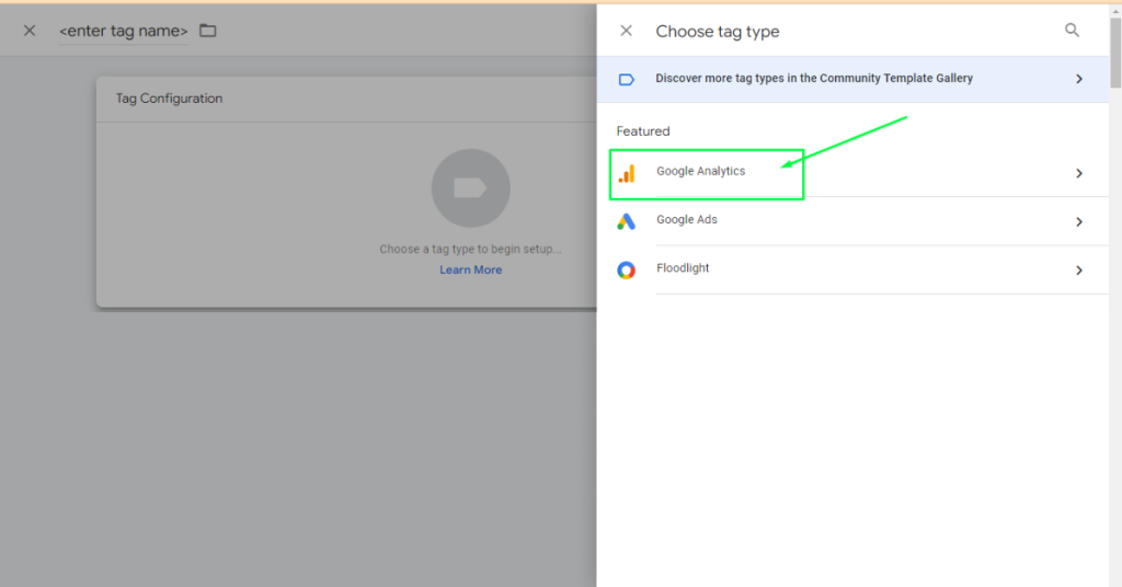 select Google Analytics