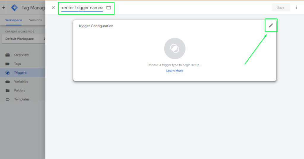Enter trigger name