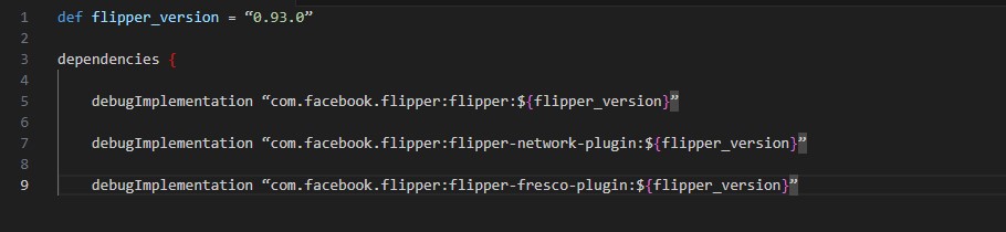 Modify your android/app/build.gradle to include Flipper dependencies: