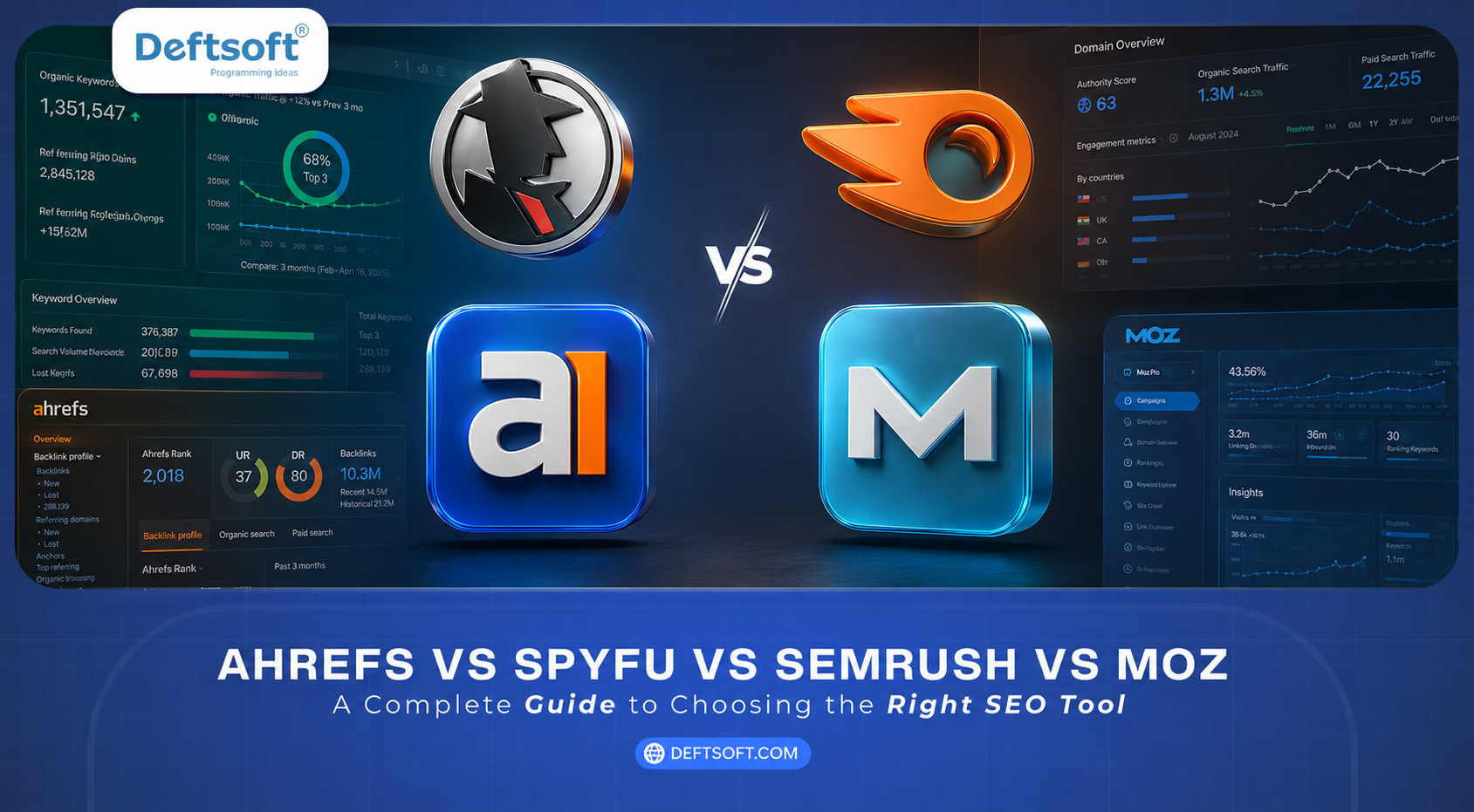 Ahrefs vs SpyFu vs Semrush vs Moz